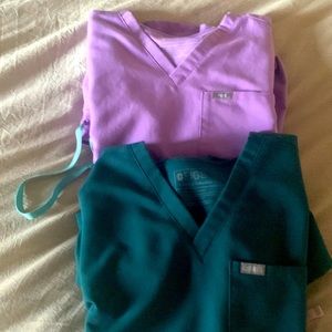Figs scrub sets small petite lilac and green jogger set